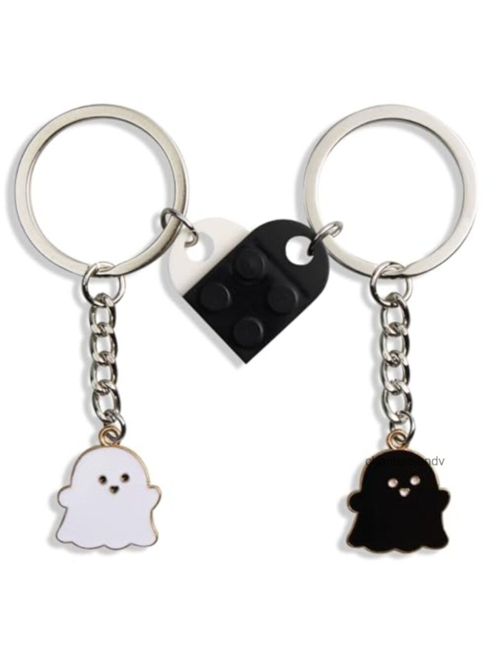 2PC Matching Heart Keychains Couple Best Friend Gift Alloy Plastic